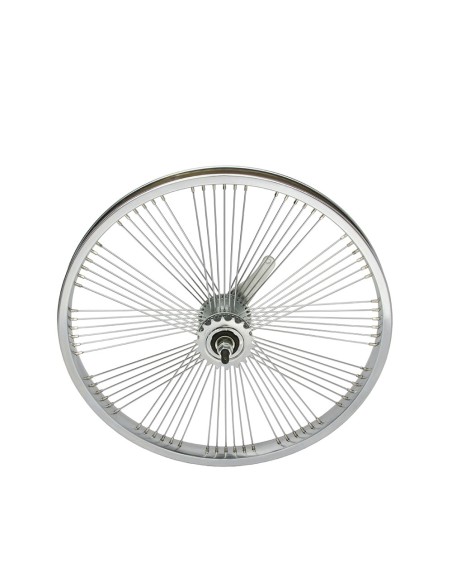 20 Fan Steel Coaster Wheel 72 Spoke 14g UCP 3/8 Axle Single Wall Chrome.